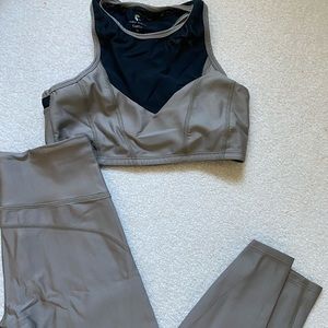 Ghost flower gold workout set- sports bra and yoga pants both sizes medium